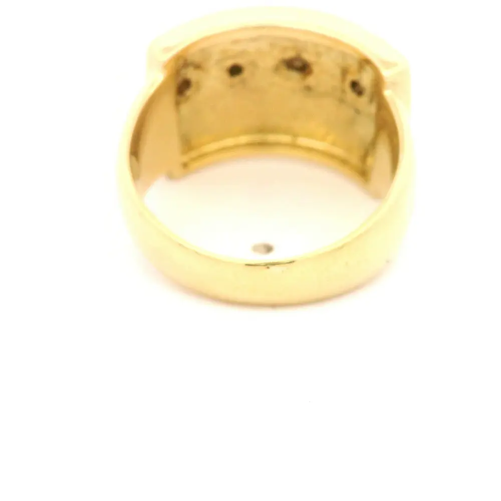 Anillo Sello Rectangular De Oro 18K Con 4 Diamantes