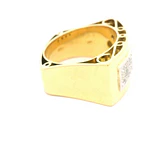 Anillo Sello De Dos Oros 18K Con 17 Diamantes