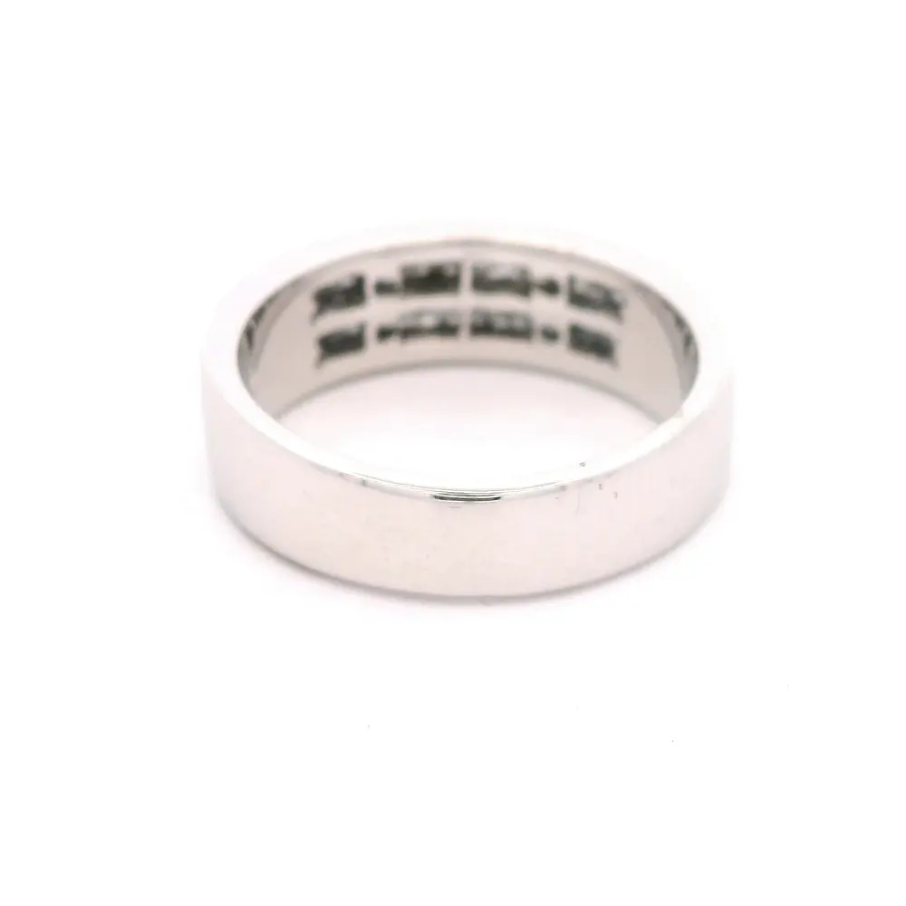 Anillo Doble Cintillo De Oro Blanco 18K Con 18 Diamantes Princess