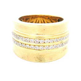 Anillo Doble Cintillo De Oro 18K Con 38 Diamantes