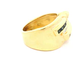 Anillo Cruzado De Oro 18K Con Diamantes Baguette y Piedras Azules