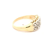 Anillo Doble Cintillo De Dos Oros 14K Con 12 Diamantes