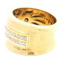 Anillo Doble Cintillo De Oro 18K Con 38 Diamantes