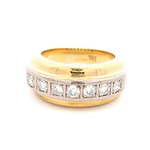 Anillo Cintillo De Dos Oros 18K Con 7 Diamantes Naturales