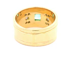 Anillo Tuerca De Dos Oros 18K Con Esmeralda y Diamantes