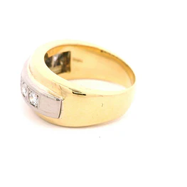 Anillo Cintillo De Dos Oros 18K Con 7 Diamantes Naturales
