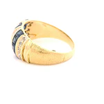Anillo Bombé De Oro 18K Con Diamantes Naturales y Zafiros