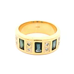 Anillo Tuerca De Oro 18K Con Diamantes Naturales y Piedras Azules