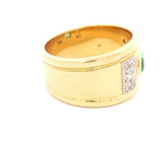 Anillo Tuerca De Dos Oros 18K Con Esmeralda y Diamantes