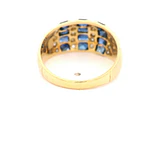 Anillo Bombé De Oro 18K Con Diamantes Naturales y Zafiros