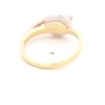Anillo Mini Cintillo De Dos Oros 14K Con Perla y Diamantes