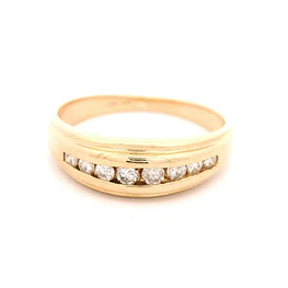 Anillo Cintillo De Oro 14K Con 8 Diamantes