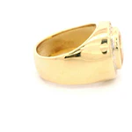 Anillo Sello De Oro 18K Con Diamantes y Piedra Amarilla