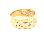 Anillo Cintillo Calado De Dos Oros 18K Con 6 Diamantes