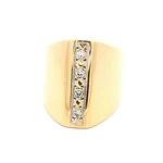 Anillo Sello De Dos Oros 18K Con 4 Diamantes Naturales
