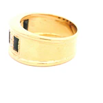 Anillo Bombé De Oro 18K Con Diamantes y Piedras Azules