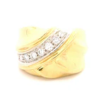 Anillo Bombé De Oro 18K Con 8 Diamantes