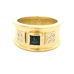 Anillo Tuerca De Oro 18K Con Zafiro y 8 Diamantes