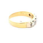 Anillo Cintillo De Dos Oros 18K Con 5 Diamantes Naturales