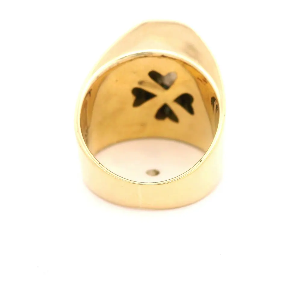 Anillo Sello De Dos Oros 18K Con 4 Diamantes Naturales