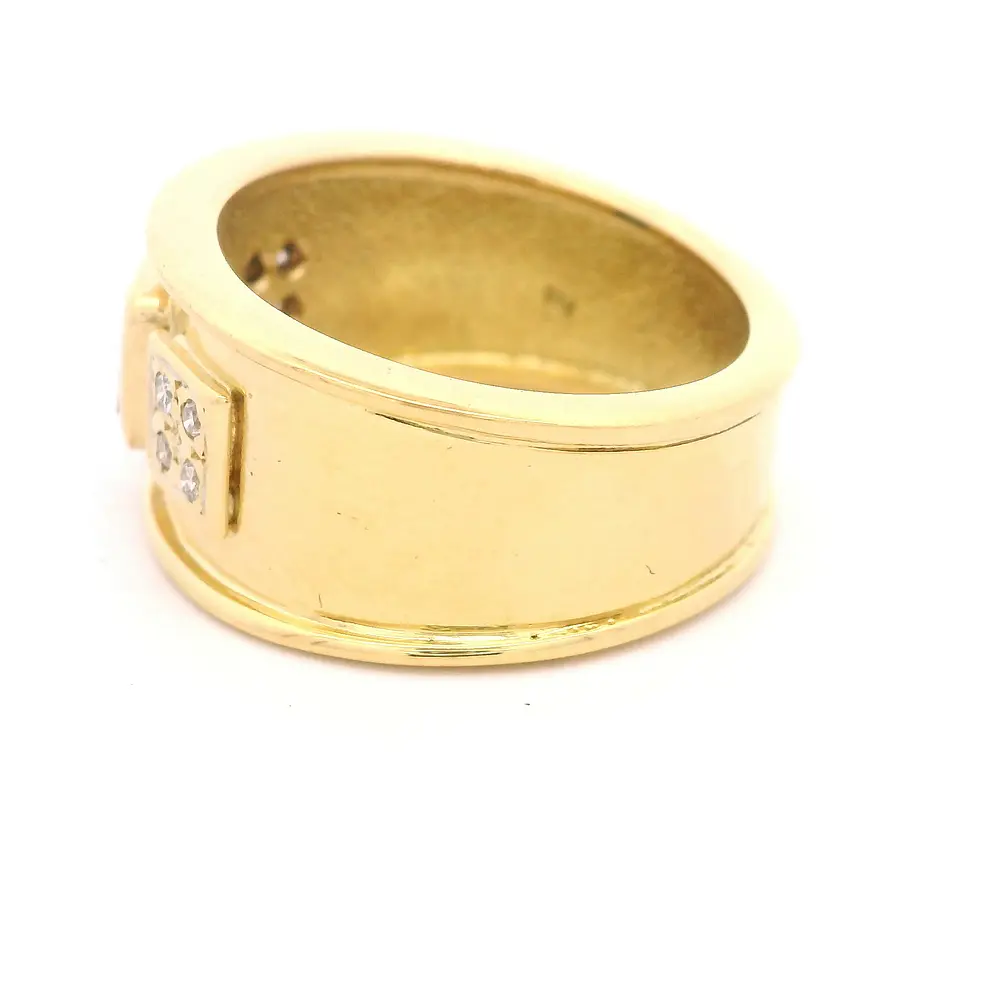 Anillo Tuerca De Oro 18K Con Zafiro y 8 Diamantes