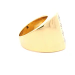 Anillo Sello De Dos Oros 18K Con 4 Diamantes Naturales