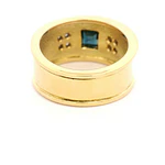 Anillo Tuerca De Oro 18K Con Zafiro y 8 Diamantes