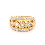 Anillo Bombé Rombos De Oro 18K Con 23 Diamantes Naturales