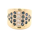 Anillo Bombé De Oro 18K Con Diamantes y Zafiros