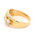 Anillo Bombé Rombos De Oro 18K Con 23 Diamantes Naturales