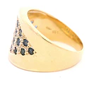 Anillo Bombé De Oro 18K Con Diamantes y Zafiros