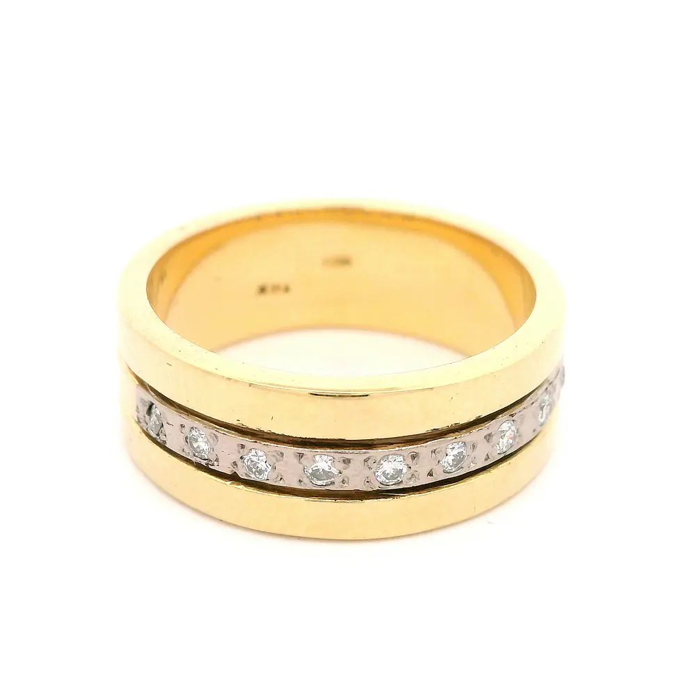 Anillo Cintillo De Oro 18K Con 9 Diamantes