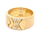 Anillo Tuerca Mateado De Oro 18K Con 15 Diamantes