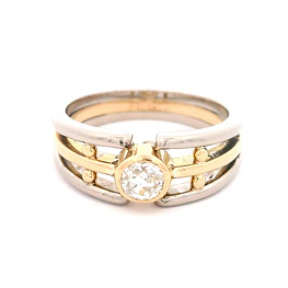 Anillo Punto de Luz Calado De Dos Oros 18K Con Diamante
