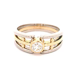 Anillo Punto de Luz Calado De Dos Oros 18K Con Diamante