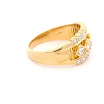 Anillo Bombé Rombos De Oro 18K Con 23 Diamantes Naturales