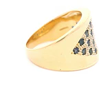 Anillo Bombé De Oro 18K Con Diamantes y Zafiros