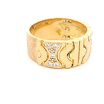Anillo Tuerca Mateado De Oro 18K Con 15 Diamantes