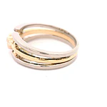 Anillo Punto de Luz Calado De Dos Oros 18K Con Diamante