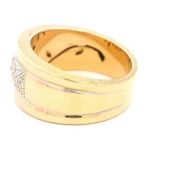 Anillo Semibombé De Dos Oros 18K Con 18 Diamantes Naturales