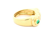 Anillo Trenzado De Oro 18K Con Diamantes y Piedras Verdes