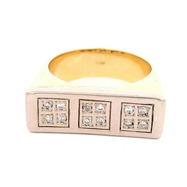 Anillo Tope De Dos Oros 18K Con 12 Diamantes