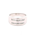 Anillo Doble Cintillo De Oro Blanco 18K Con 14 Diamantes
