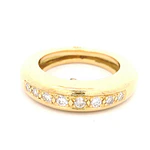 Anillo Cintillo Bombé De Oro 18K Con 8 Diamantes Naturales