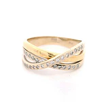 Anillo Cruzado Calado De Dos Oros 18K Con 27 Diamantes Naturales