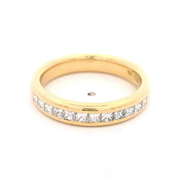 Anillo Cintillo De Oro 18K Con 12 Diamantes Princess