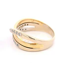 Anillo Cruzado Calado De Dos Oros 18K Con 27 Diamantes Naturales