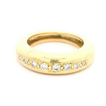 Anillo Cintillo Bombé De Oro 18K Con 8 Diamantes Naturales