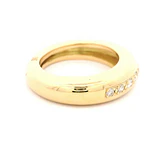 Anillo Cintillo Bombé De Oro 18K Con 8 Diamantes Naturales