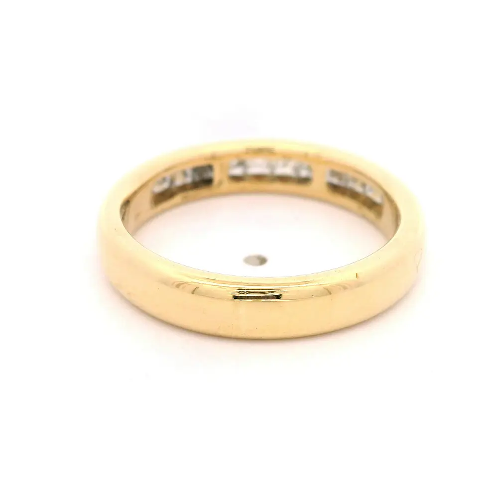 Anillo Cintillo De Oro 18K Con 12 Diamantes Princess